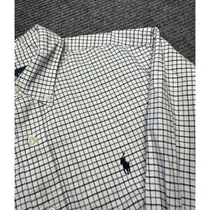 Ralph Lauren Shirt Mens Medium White Blue‎ Check Button Down Long Sleeve